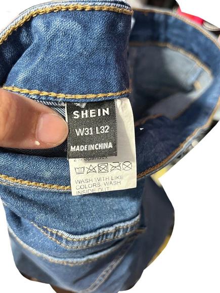 Shein High Waist Frill Contrast Mesh Flare Leg Ruffle Trim Tulle Detail Jeans - Picture 6 of 9